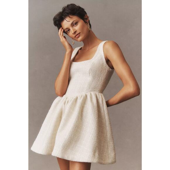 Reformation Aliana Tweed Mini Dress Ivory - Picture 2 of 11